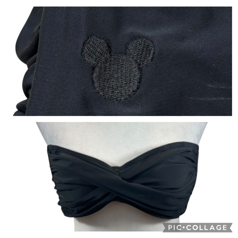 Disney Parks Brand Ladies Black Twist Front‎ Bikini Swim Top with Mickey Small